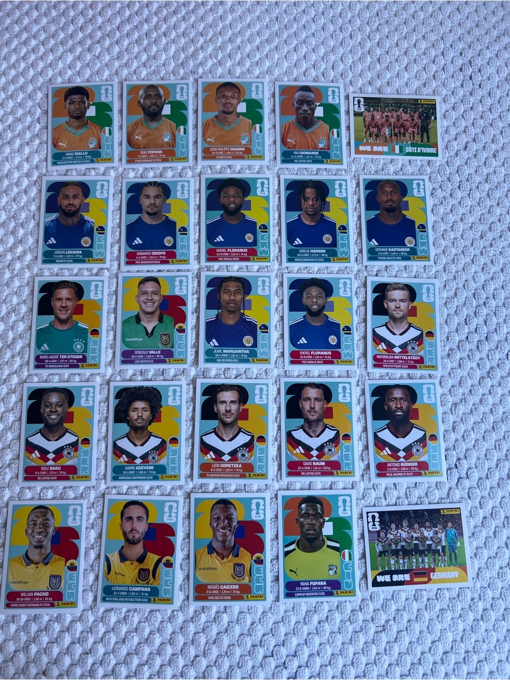 Lot of 25 Panini World Cup Player Sticker